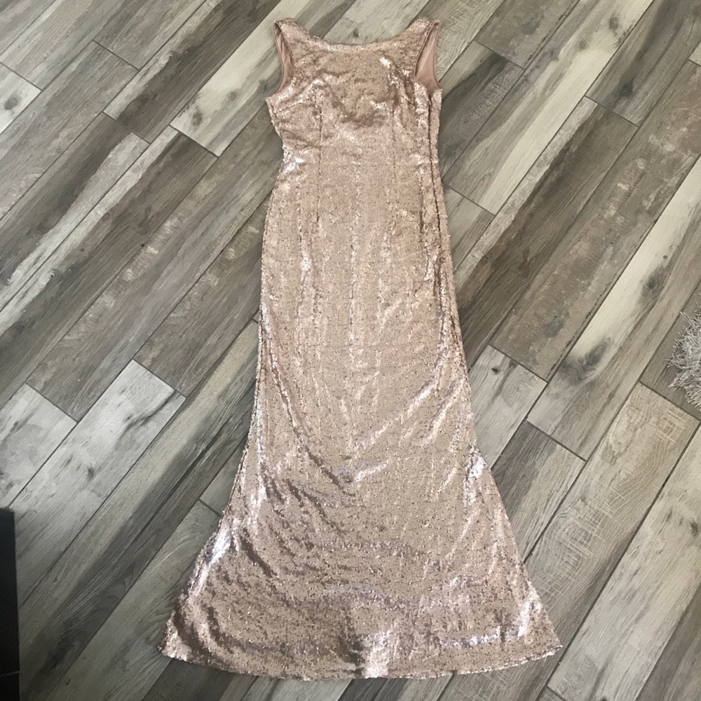 Matte Rose Gold Sequin Maxi Dress
